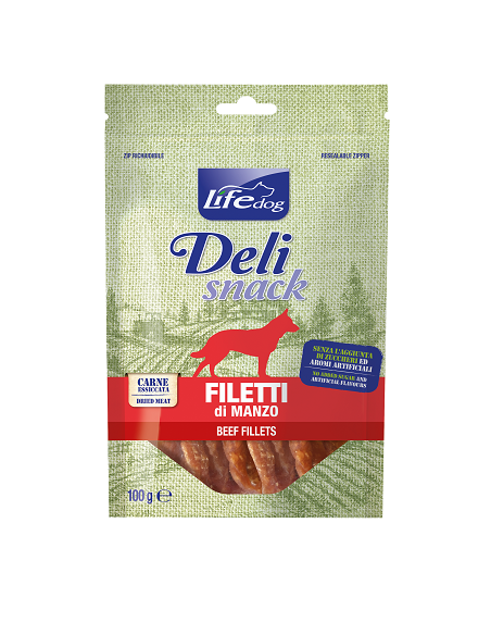 LIFE dog Delisnack Filetto essiccato di Manzo gr.100. Snack Per Cani