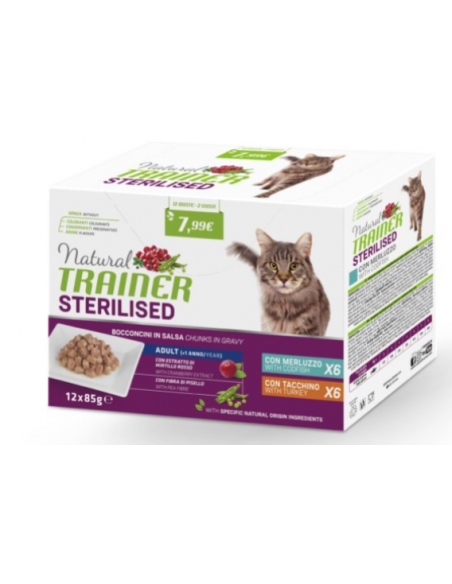 NATURAL TRAINER MULTIPACK sterilised tacchino e merluzzo 9+3 x85 gr.