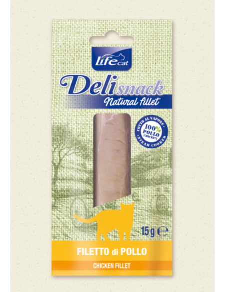 LIFE Cat Delisnack natural filetto di Pollo gr.15.Leccornie per Gatti