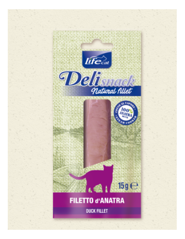 LIFE Cat Delisnack natural filetto di Anatra gr.15. Leccornie per Gatti