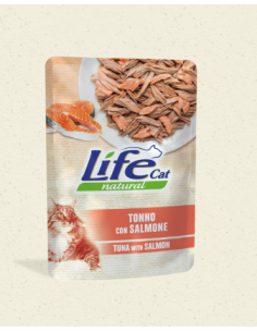 LIFE CAT Busta Tonno con Salmone Gr.70.Cibo Umido Per Gatti