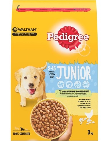 Pedigree Dry Junior Pollo e Riso Kg.3. Mangime Per Cuccioli