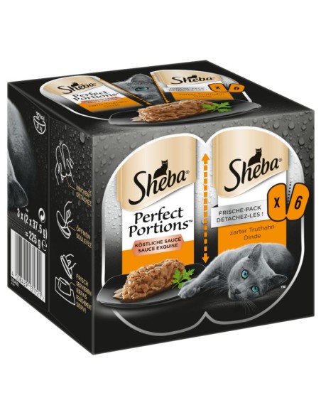 Sheba Perfect Portions Tacchino   3x (2 x 37,5 gr.). Cibo Umido Per Gatti