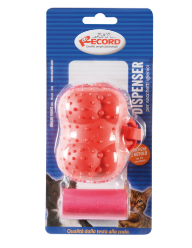 Dispenser Sacchetti Gomma Azzurro Rosso. Accessori Per Cani