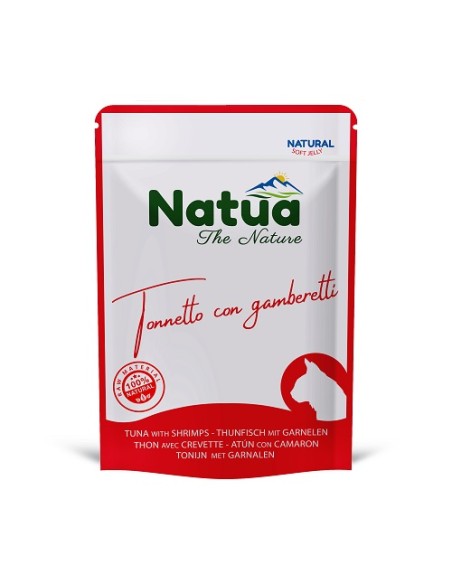 Natua Cat Buste Tonnetto e Gamberetti in jelly gr.70.Mangime Umido Per Gatti