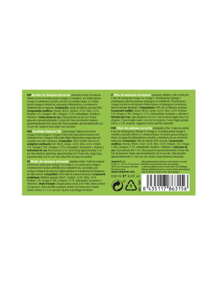 Arquivet Olio Di Salmone ml 250. Integratori Per Cani