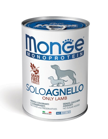 Monge Monoproteico Solo Agnello gr 400. Mangime Umido Per Cani