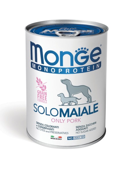 Monge Monoproteico Solo Maiale gr 400. Cibo Umido Per Cani