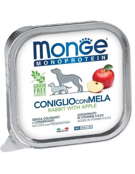 Monge Monoproteico Coniglio Con mela gr 150. Mangime Umido Per cani