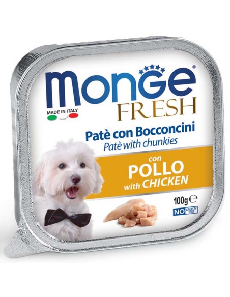 Monge Fresh Patè con Bocconcini Con Pollo gr 100. Mangime Umido Per Cani