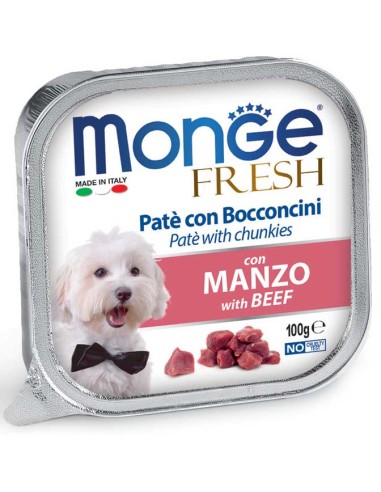 Monge Fresh Patè e Bocconcini Con Manzo gr 100. Cibo Umido Per Cani