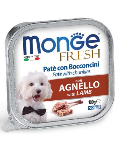 Monge Fresh Patè con Bocconcini Con Agnello gr 100. Cibo Umido Per Cani