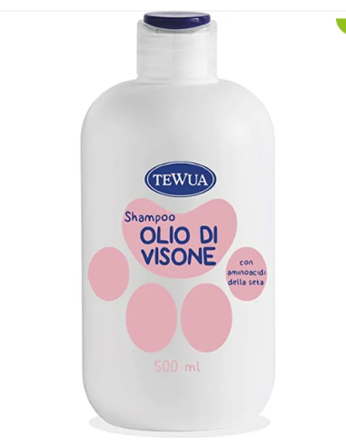 Shampoo all'Olio Di Visone  ml 500. Tewa . Igienici Per Cani