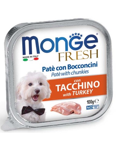 Monge Fresh Patè con Bocconcini Con Tacchino gr 100. Cibo Umido Per Cani