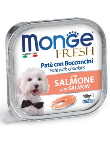 Monge Fresh Patè con bocconcini Con Salmone gr 100. Cibo Umido Per Cani
