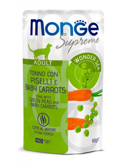 Monge Busta supreme Adult Tonno/piselli /carote. gr.80. Mangime Umido Per Gatti