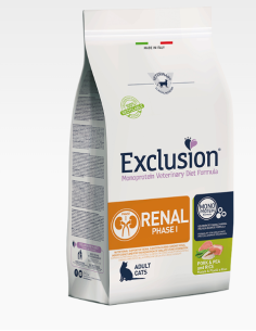 Exlusion  Gatto Renal Phase1 MAIALE Piselli e Riso Gr.300. Dietetico Per Gatti