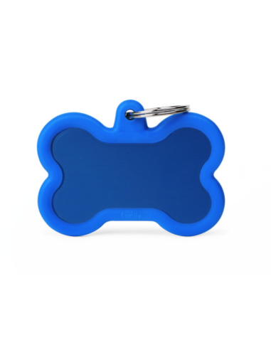 Medaglietta Osso Xl Alluminio Blu  Gomma Blu. Accessori Per cani