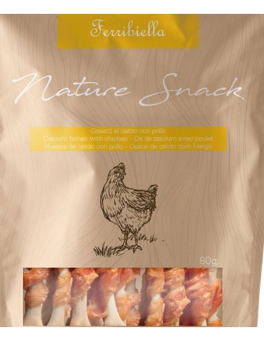 Osso Calcio Con Pollo gr 80. Snack Per Cani