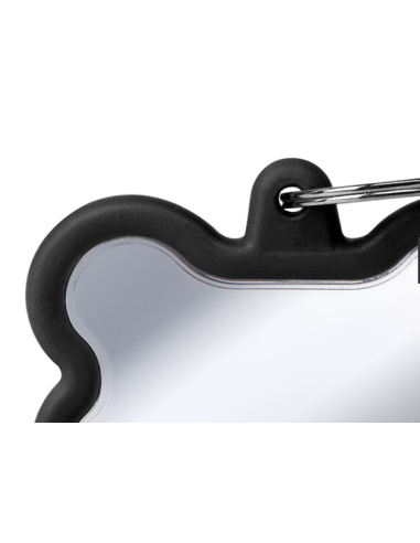 Medaglietta Osso Xl Ottone Cromato Gomma Nera . Medagliette per cani