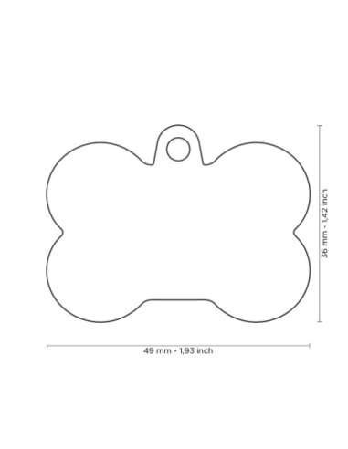 Medaglietta Osso Xl Ottone Cromato Gomma Nera . Medagliette per cani