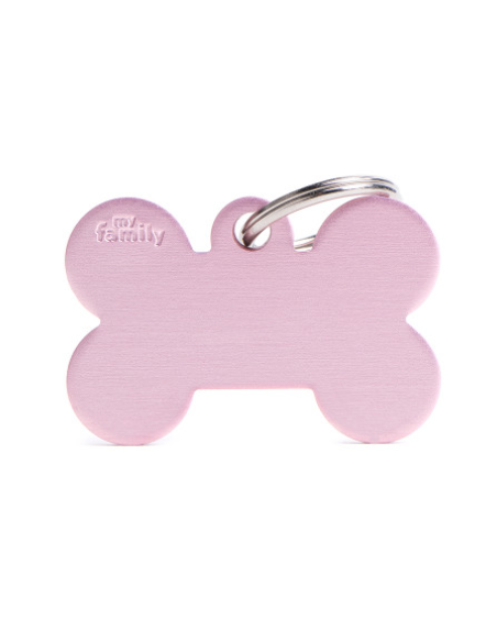 Medaglietta Basic Osso Grande Alluminio Rosa . Medaglietta Per Cani