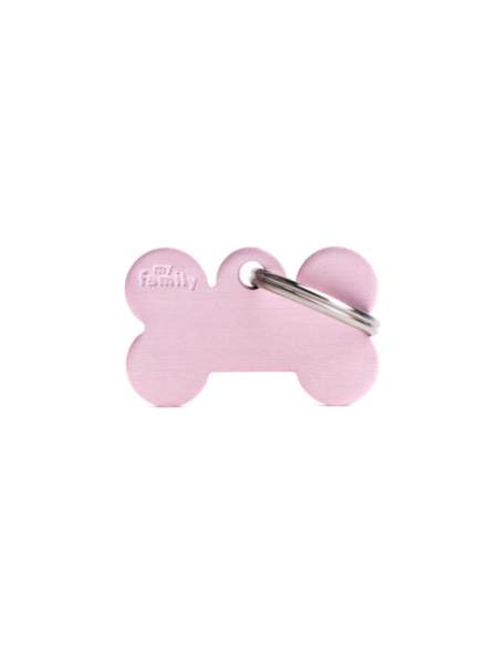 Medaglietta Basic Osso Piccolo alluminio Rosa. Accessori per Cani