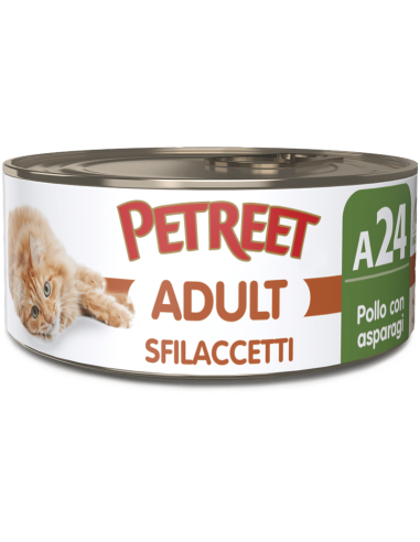 Petreet Adult Sfilaccetti Pollo con Asparagi gr 70. A24. Cibo Umido Per Gatti.