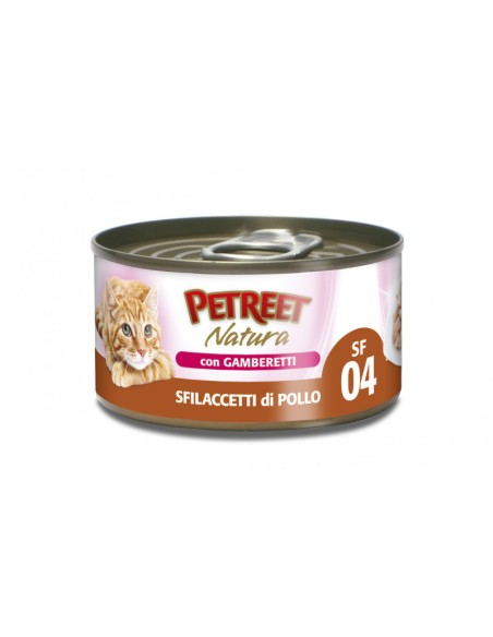 Petreet Natura Sfilaccetti Pollo Con Gamberetti gr 70. SF04. Cibo Umido Per Gatti