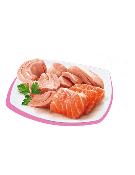 Petreet Natura Tonno Rosa Salmone gr 70. A04. Mangime Umido Per Gatti
