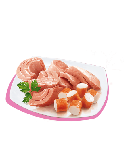 Petreet Natura Tonno Rosa Surimi Al Granchio gr 70. Mangime per Gatti