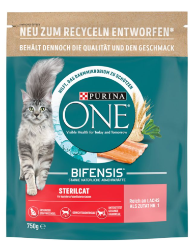 Purina One Cat  Bifensi Sterilized Salmone e Frumento gr 800. Cibo Secco Per Gatti