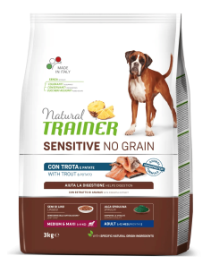 Natural Trainer Sensitive No Grain Trota e Patate kg 3. Crocchette Per Cani