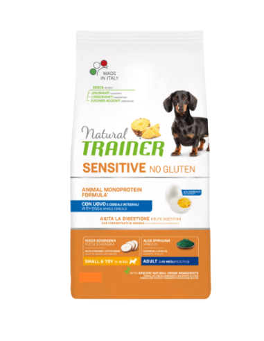Trainer Dog Sensitive NoGluten Mini Uovo e Cereali Integrali kg.2. Crocchette Per Cani