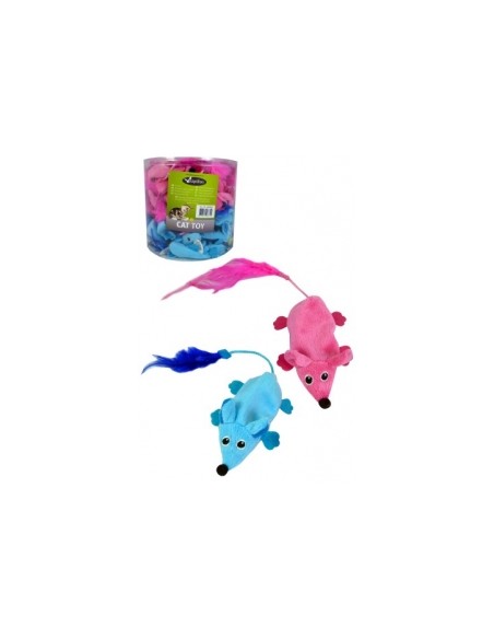 Topo In Felpa cm 11. Rosa /Blu. Giochi Per Gatti