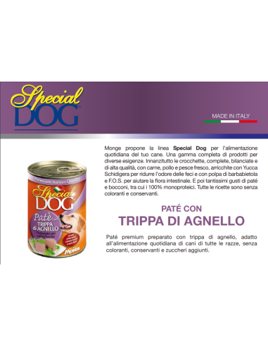 Special Dog Patè con Trippa e Agnello Gr.400 Cibo per Cani
