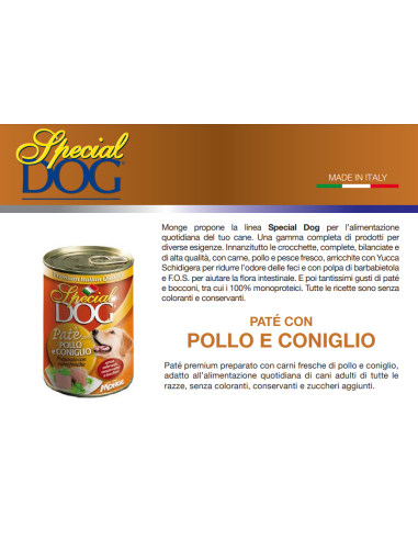 Special Dog Patè con Pollo e Coniglio Gr.400 Cibo per Cani