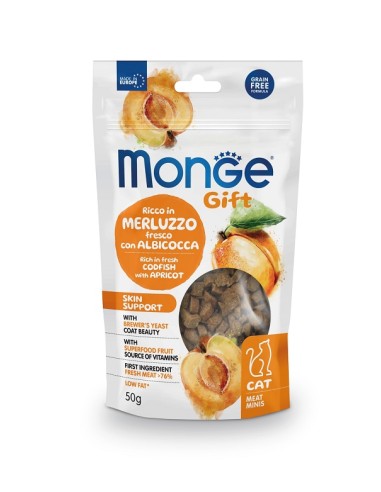 Monge Gift Cat Meat Minis Skin Support Merluzzo con Albicocca gr.50. Snack Per Gatti