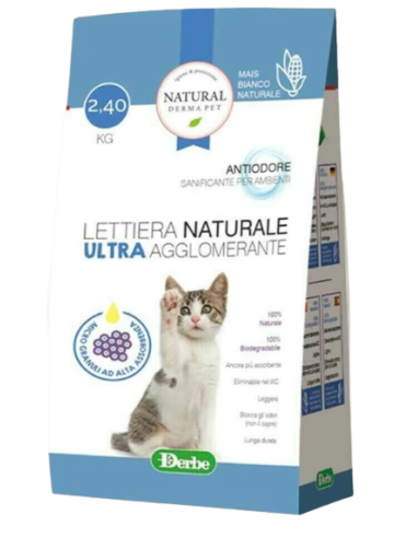 Lettiera Natural Derma Pet Ultra Agglomerante kg 2,4- Lettiere per gatti