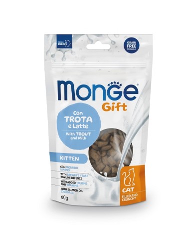 Monge Gift Cat Filled and Crunchy Kitten con Trota e Latte gr.60-Snack per gatti