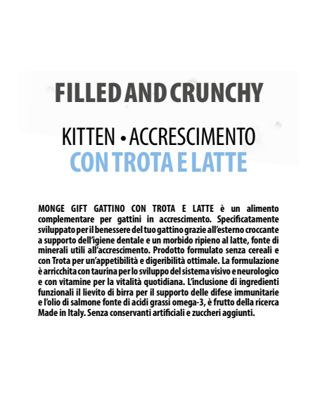 Monge Gift Cat Filled and Crunchy Kitten con Trota e Latte gr.60-Snack per gatti