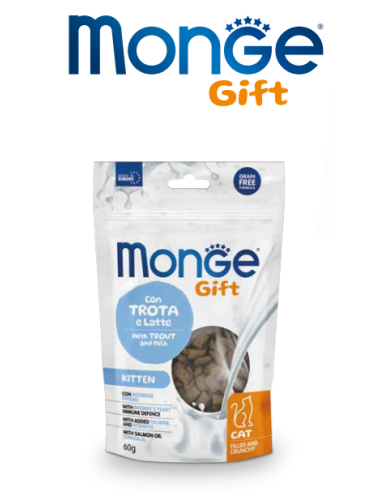 Monge Gift Cat Filled and Crunchy Kitten con Trota e Latte gr.60-Snack per gatti