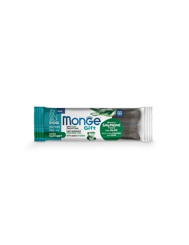 Monge Gift Dog Meat Bars Skin Support Salmone con Aloe Vera gr.40. Snack per cani