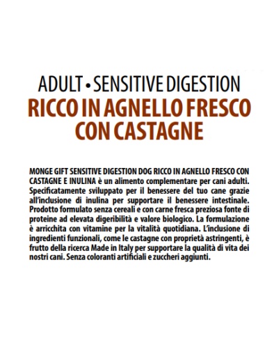 Monge Gift Dog Sticks Sensitive Digestion Agnello con Castagne gr.45. Snack Per Cani