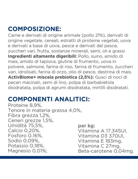 HILL'S Feline Gastrointestinal Biome al Pollo gr.85. Diete Umido Per gatti