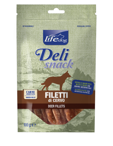 LIFE dog Delisnack Filetto essiccato di Cervo gr.100. Snack Per Cani
