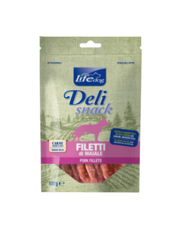 Life dog Delisnack Filetto essiccato di maiale gr.100. Snack Per Cani