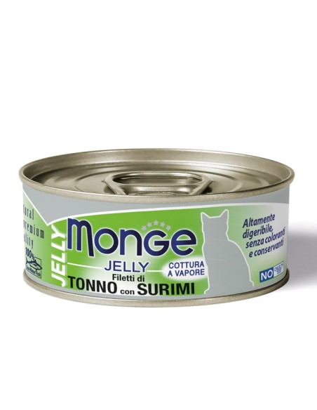 Monge Jelly Filetti di Tonno e Surimi gr 80. Mangime Umido Per Gatti