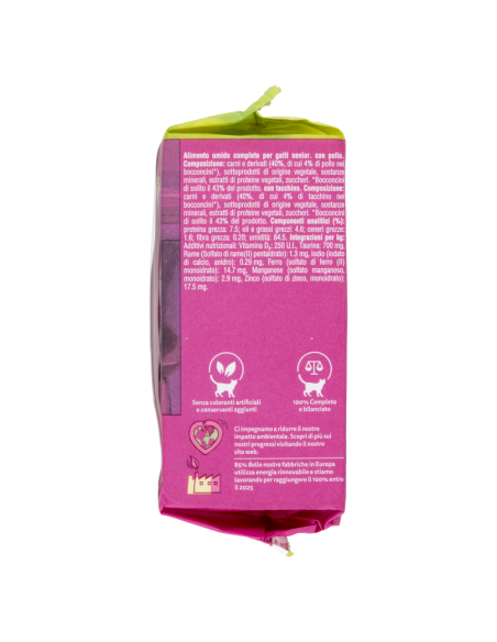 WHISKAS Pranzetti 7+ Pollo con Tacchino in Salsa gr.50 x6. Alimento Umido Per Gatti