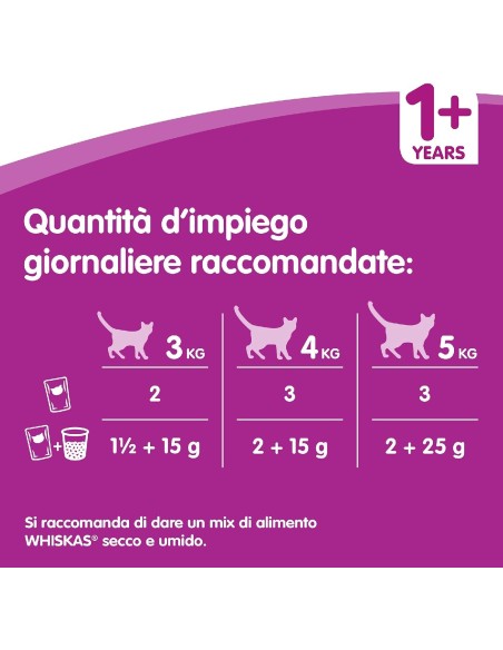 Whiskas Pranzetti In salsa 1+ Carni Miste  manzo agnello Cibo Umido Per Gatti